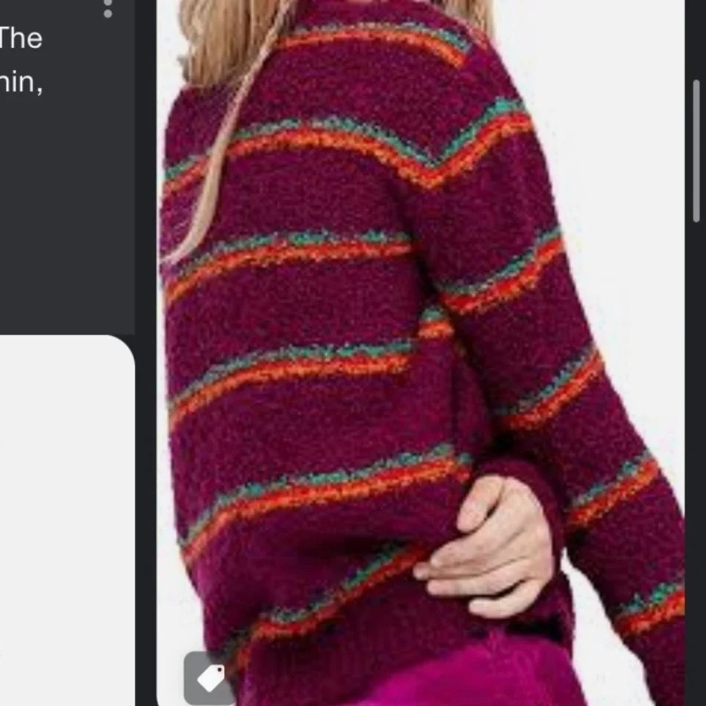 Free People Best Day Ever Sweater In Berry Striped Medium NWT